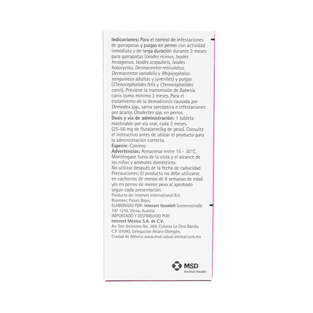 Bravecto - 3 meses protección - Antipulgas y garrapatas - DPYP - VET