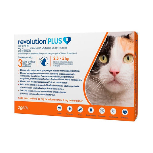 Revolution Plus para gato | Control Total de Pulgas, Garrapatas y Parásitos Internos | Pipeta - DPYP - VET