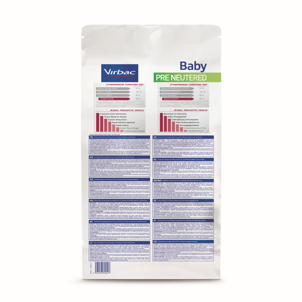 Alimento para gato - Baby pre neutered Cat 3KG - Virbac - Veterinary HPM