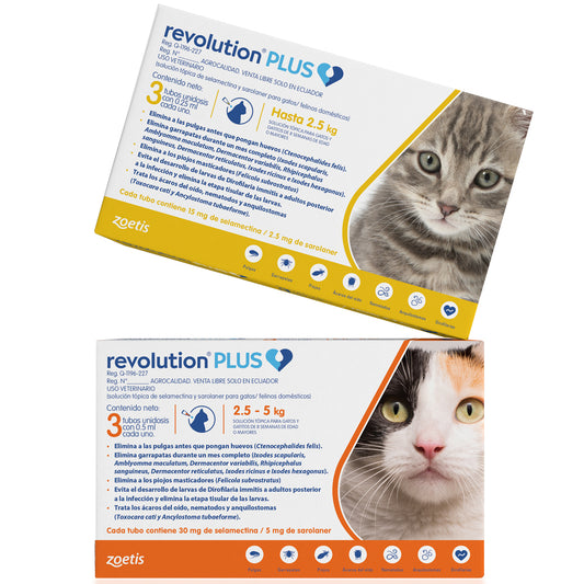 Revolution Plus para gato |  Control Total de Pulgas, Garrapatas y Parásitos Internos |  Pipeta