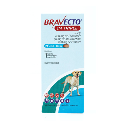 Bravecto 1 Mes Triple Acción - | Antipulgas y Garrapatas | Antiparasitario