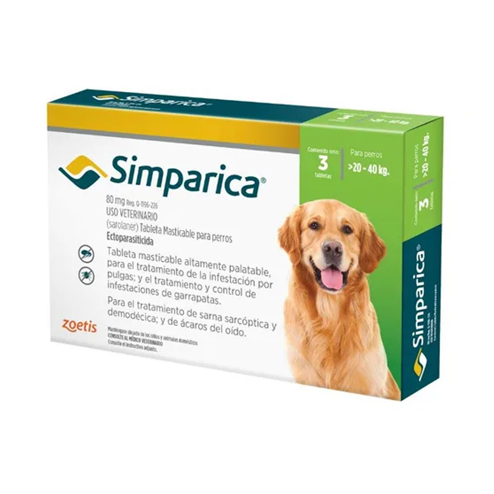 Simparica 3 Tabletas | Antipulgas, Garrapatas y Ácaros | Perros