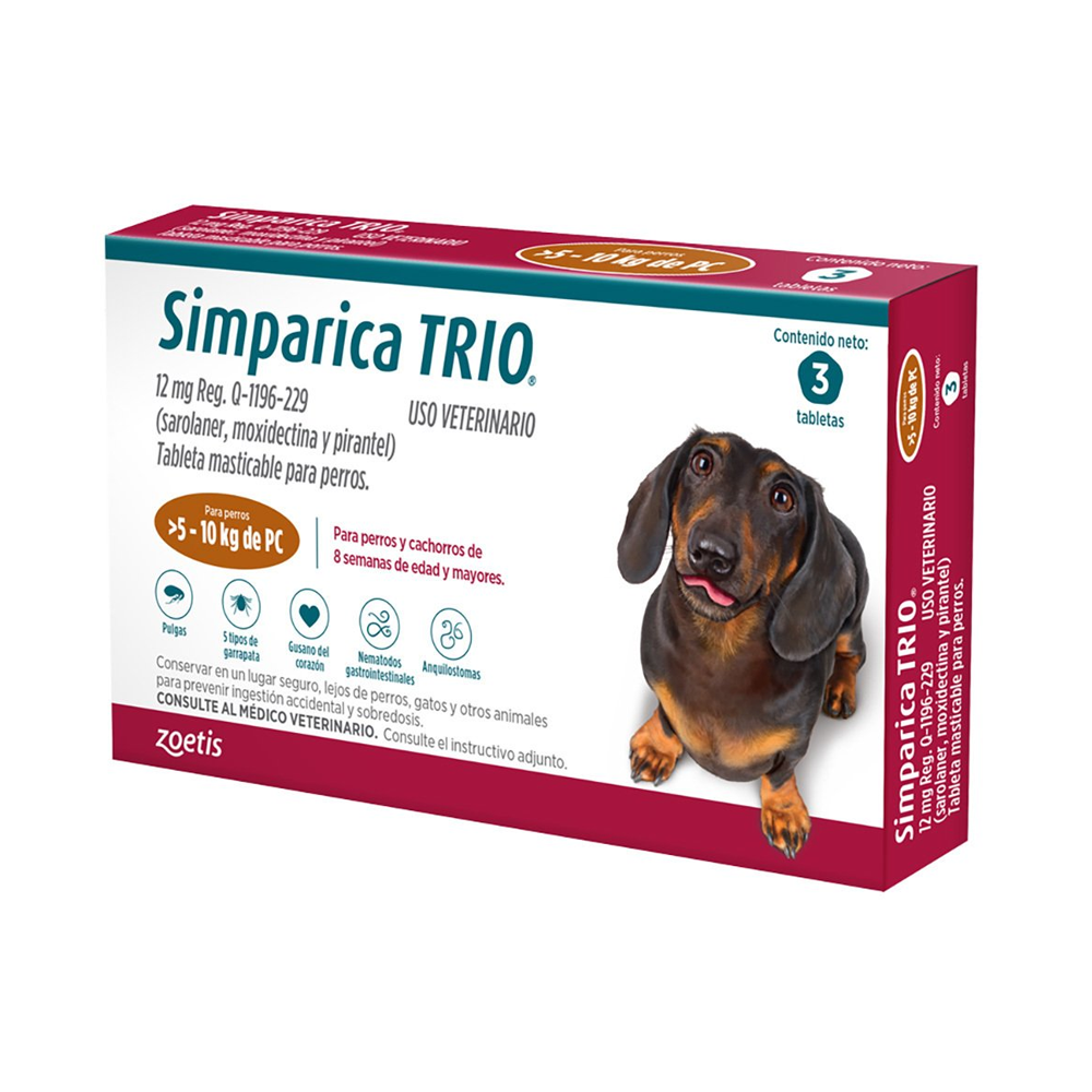 Simparica TRIO para Perro | Tabletas Masticables Antipulgas, Garrapatas y Desparasitante (3 Meses)