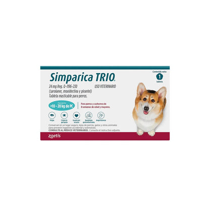 Simparica TRIO para Perro | Tabletas Masticables Antipulgas, Garrapatas y Desparasitante