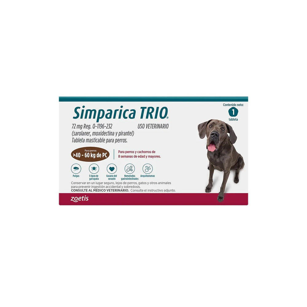 Simparica TRIO para Perro | Tabletas Masticables Antipulgas, Garrapatas y Desparasitante