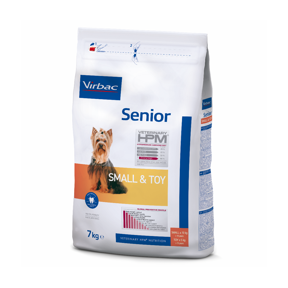 Alimento para perro senior razas pequeñas - Virbac HPM Veterinary Small & Toy – 3 kg y 7 kg