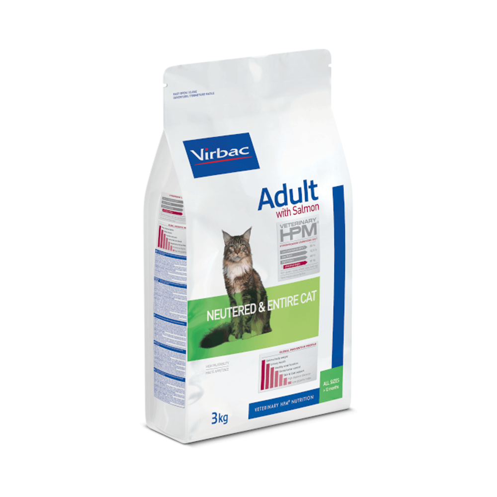 Alimento para gato adulto Virbac HPM Adult With Salmon – Neutered & Entire Cat – 3 kg - DPYP - VET