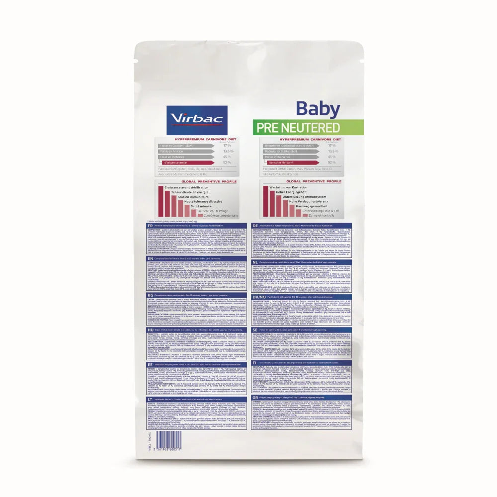 Alimento para gato - Baby pre neutered Cat 3KG - Virbac - Veterinary HPM - DPYP - VET