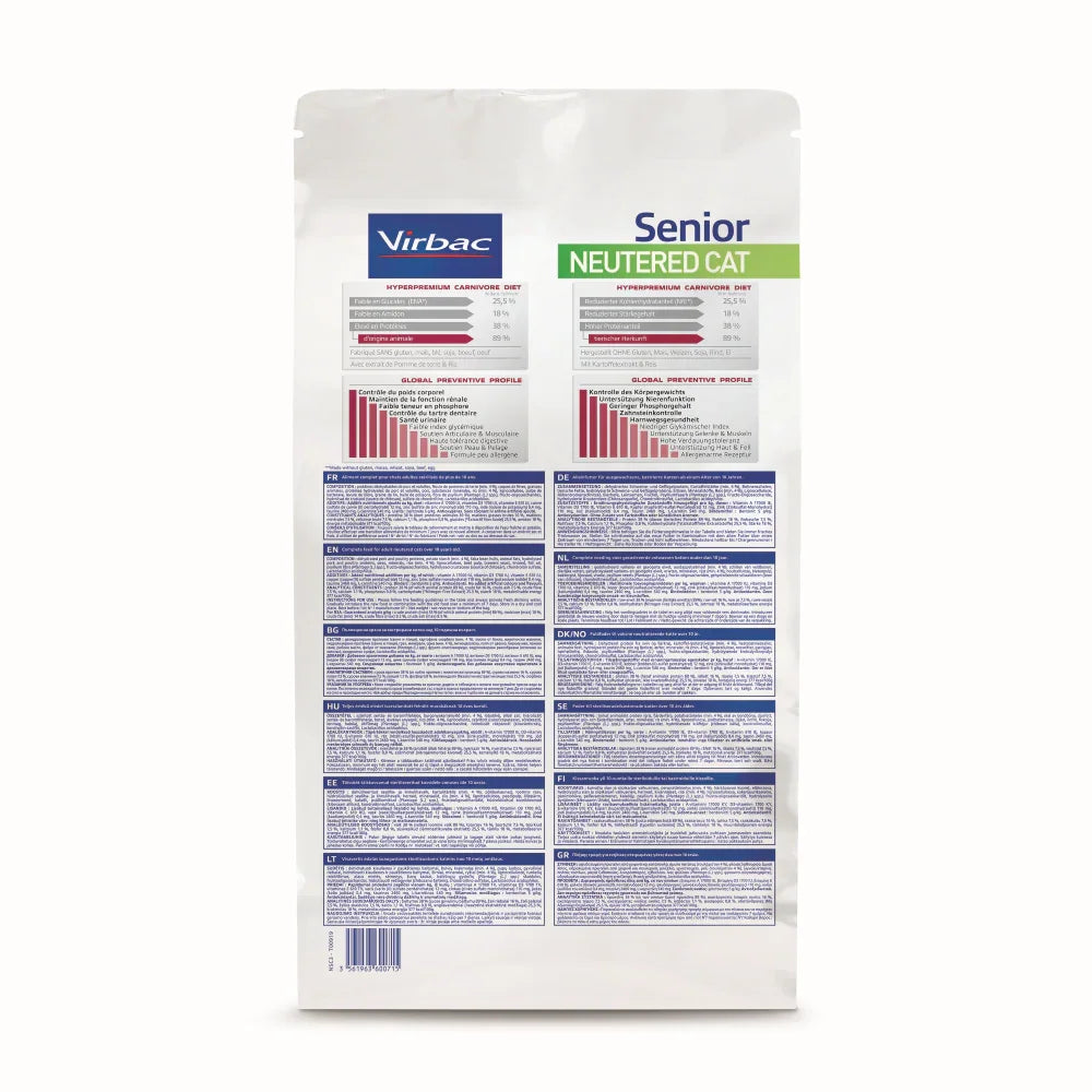 Alimento para gato senior esterilizado Virbac HPM Veterinary Neutered Cat – 3 kg - DPYP - VET