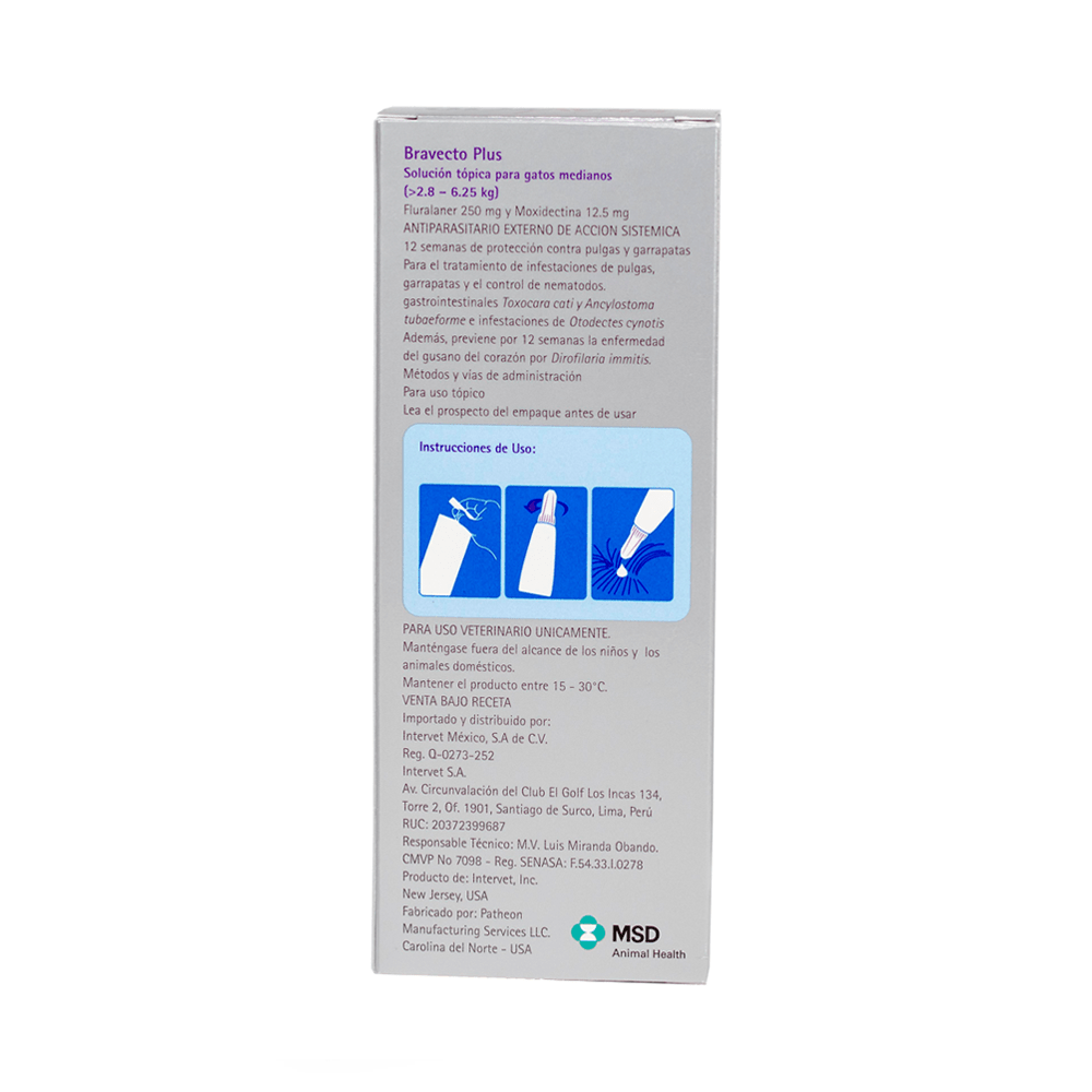 Bravecto Plus para Gatos | Control Total de Pulgas, Garrapatas y Parásitos Internos | Pipeta - DPYP - VET