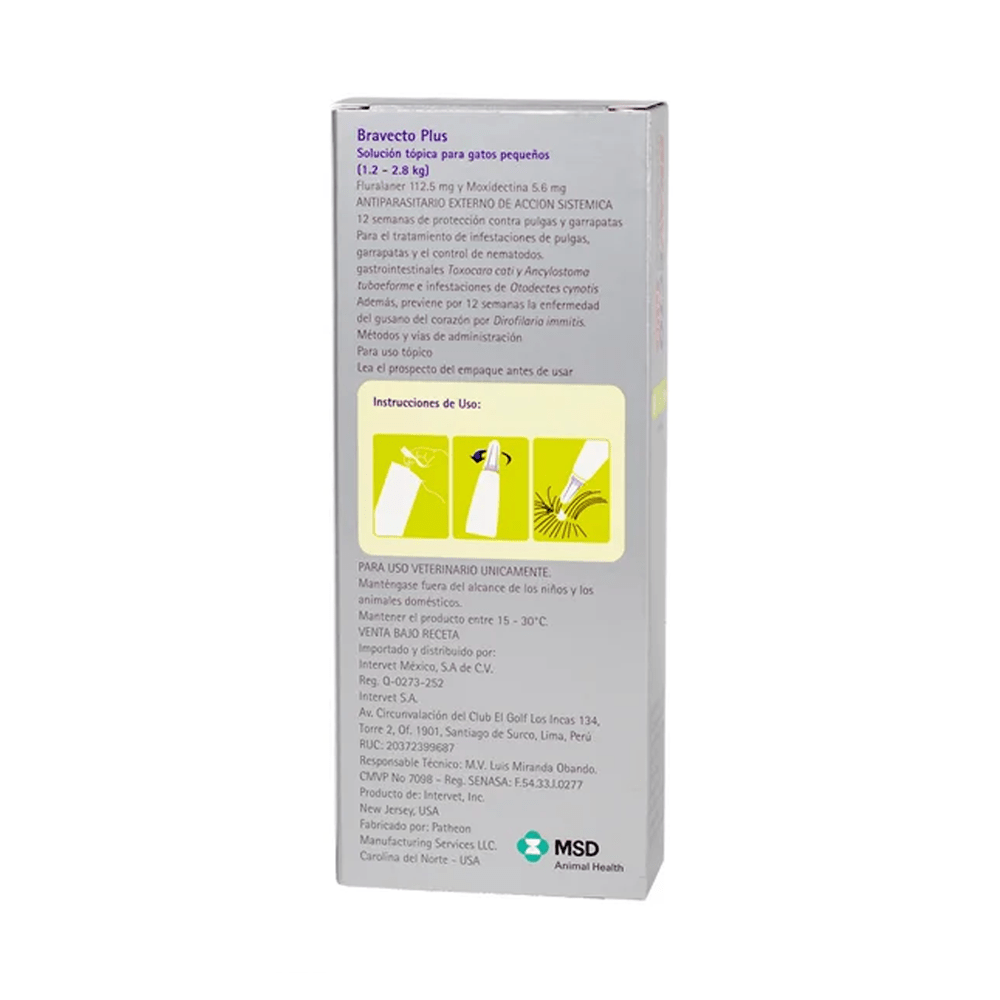 Bravecto Plus para Gatos | Control Total de Pulgas, Garrapatas y Parásitos Internos | Pipeta - DPYP - VET