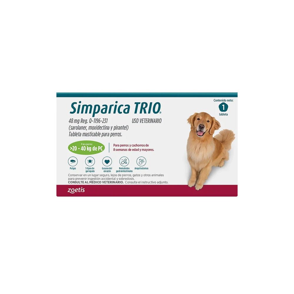 Simparica TRIO para Perro | Tabletas Masticables Antipulgas, Garrapatas y Desparasitante - DPYP - VET