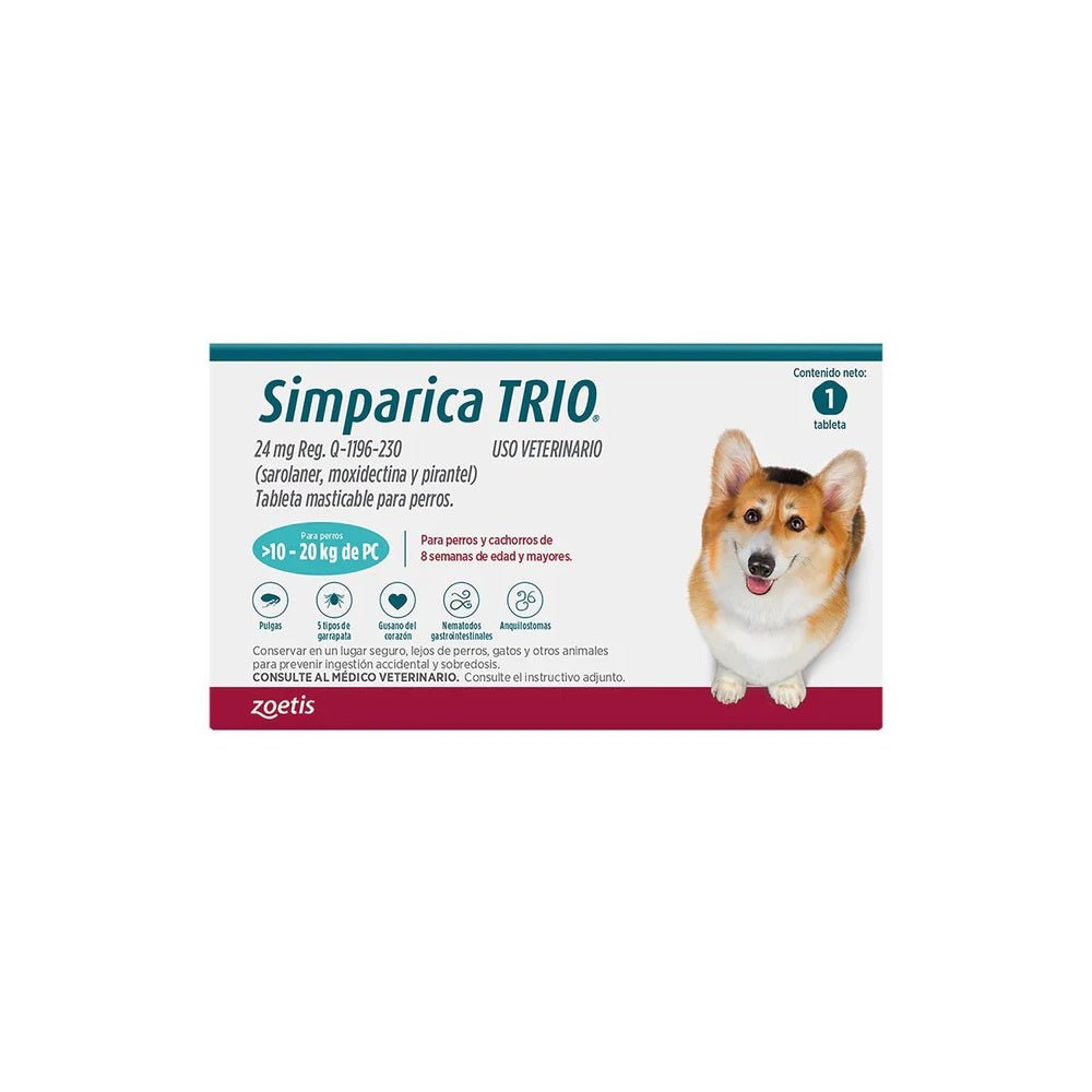 Simparica TRIO para Perro | Tabletas Masticables Antipulgas, Garrapatas y Desparasitante - DPYP - VET