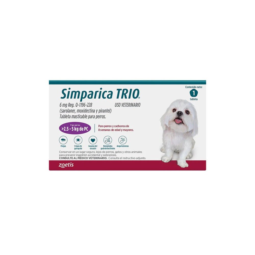 Simparica TRIO para Perro | Tabletas Masticables Antipulgas, Garrapatas y Desparasitante - DPYP - VET